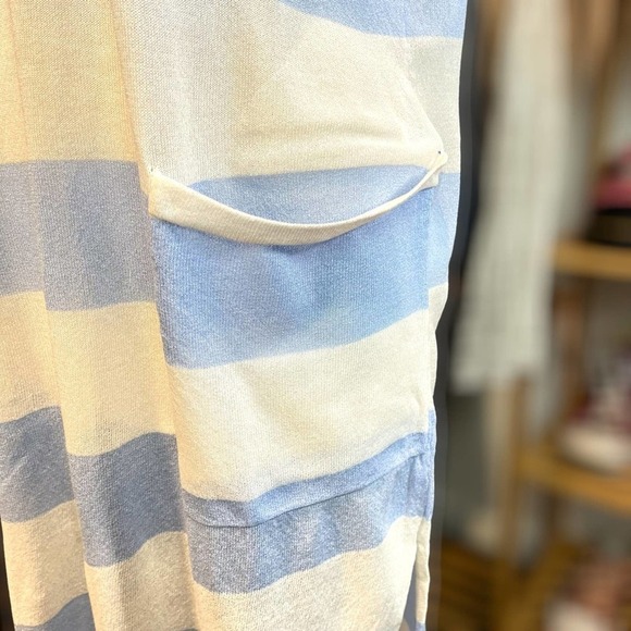 LUCKY YY ~ Powder Blue and White Striped Knit Dress/Cover Up ~ Size Large - Picture 3 of 8